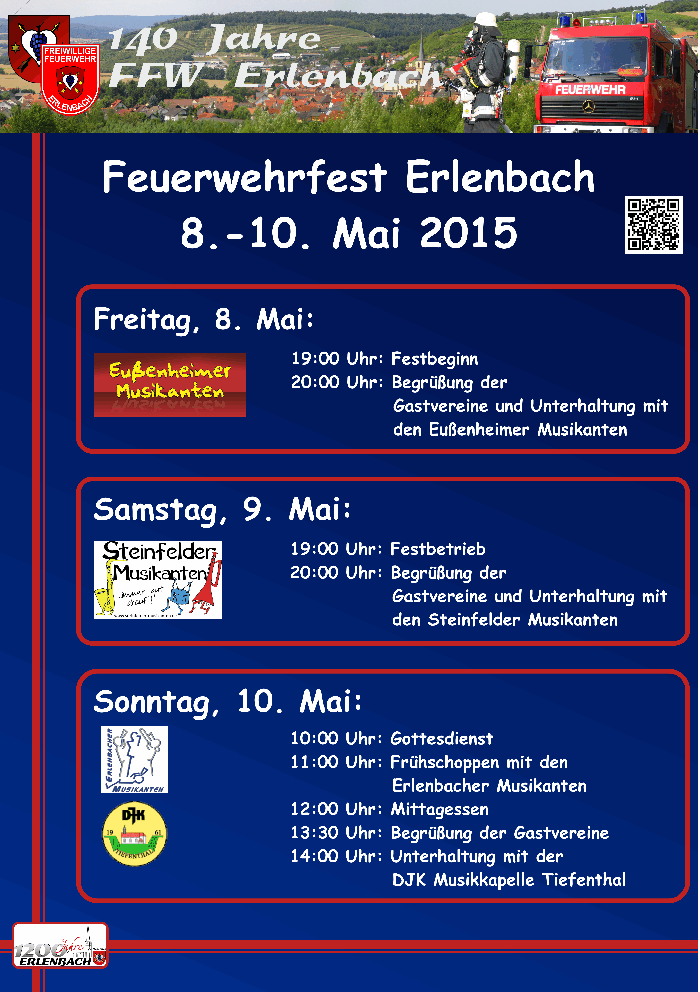 Flyer Feuerwehrfest Erlenbach 8.-10. Mai 2015